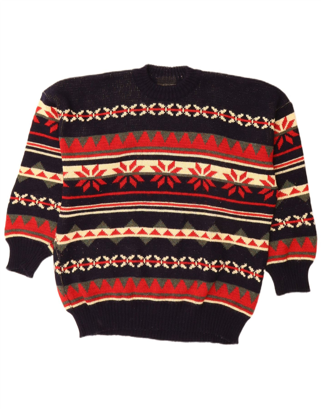 Maglione maglione girocollo da uomo vintage grande Fair Isle multicolore
