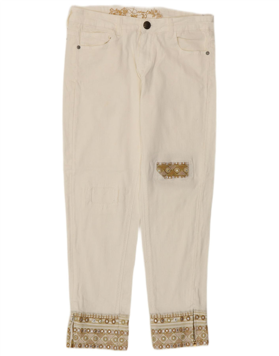 Jeans affusolati da donna Desigual W30 L27 cotone bianco