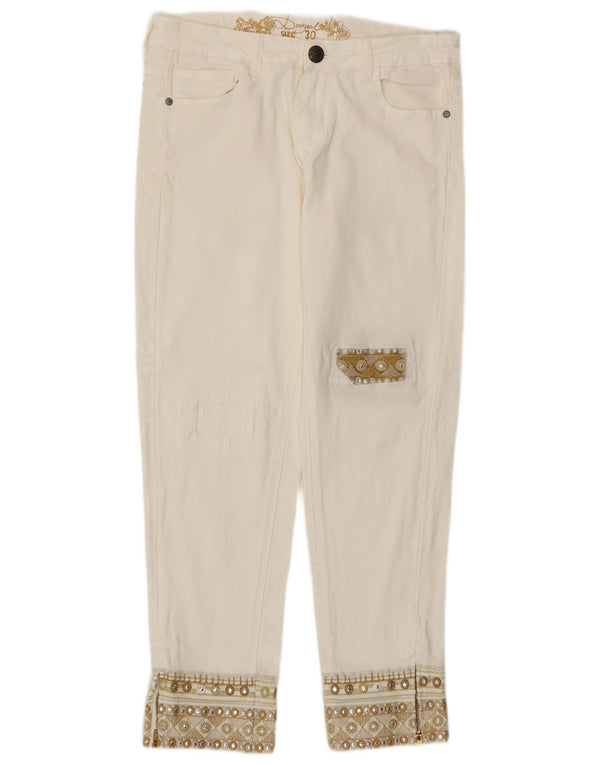 Jeans affusolati da donna Desigual W30 L27 cotone bianco