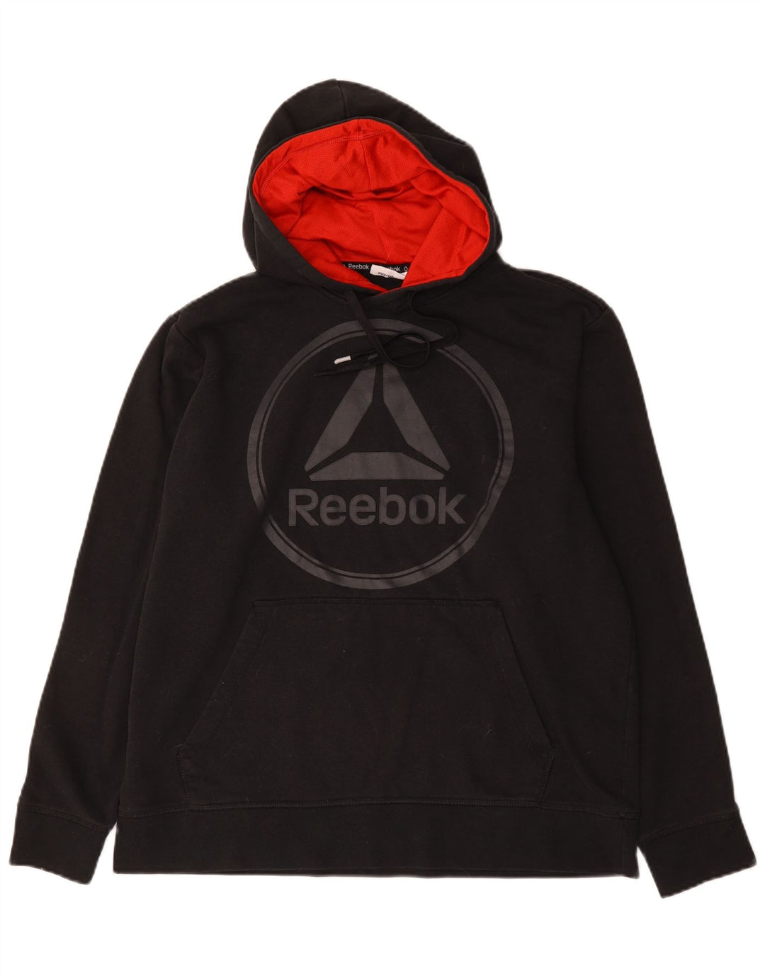 Felpa con cappuccio grafica da uomo Reebok grande in cotone nero