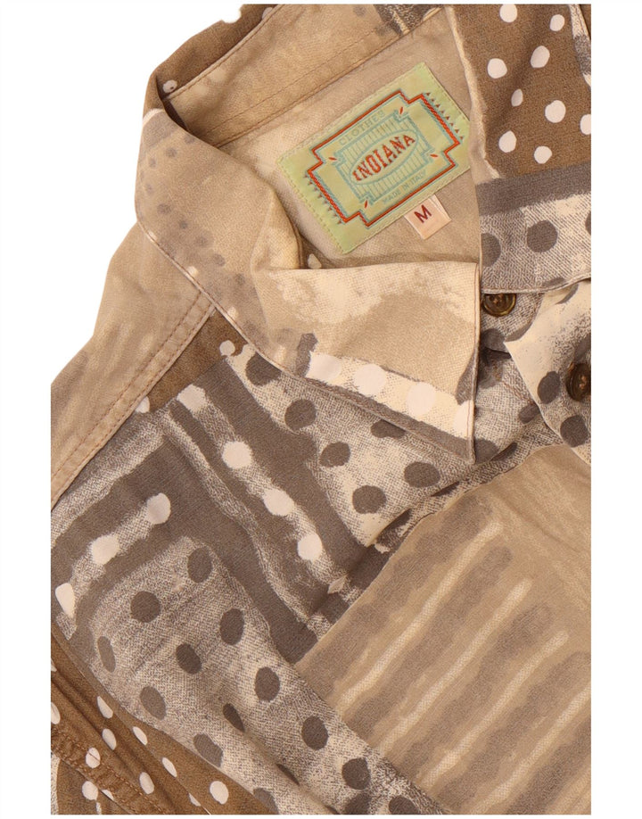 Camicia vintage da uomo a maniche corte patchwork marrone medio