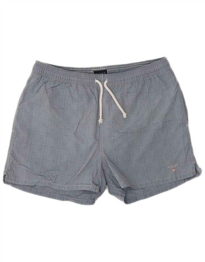 Pantaloncini da bagno da uomo Gant blu medio a quadri