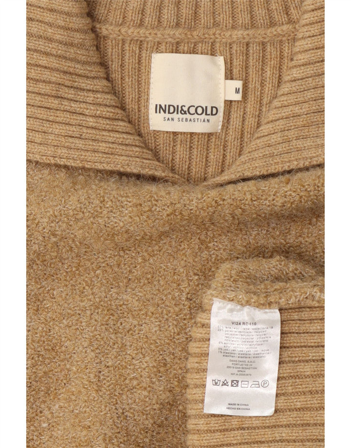 Maglione maglione collo alto da donna Indi & Cold UK 14 Lana beige medio