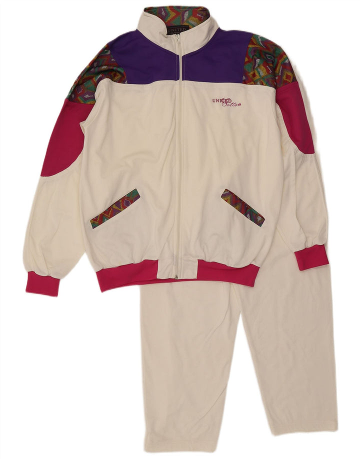 UNITED COTTON Womens Full Tracksuit UK 16 Large  White Colourblock