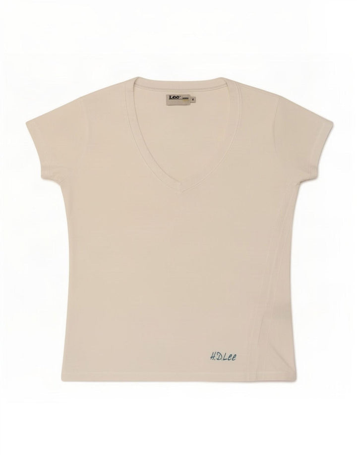 Maglietta da donna Lee Top UK 12 cotone bianco medio