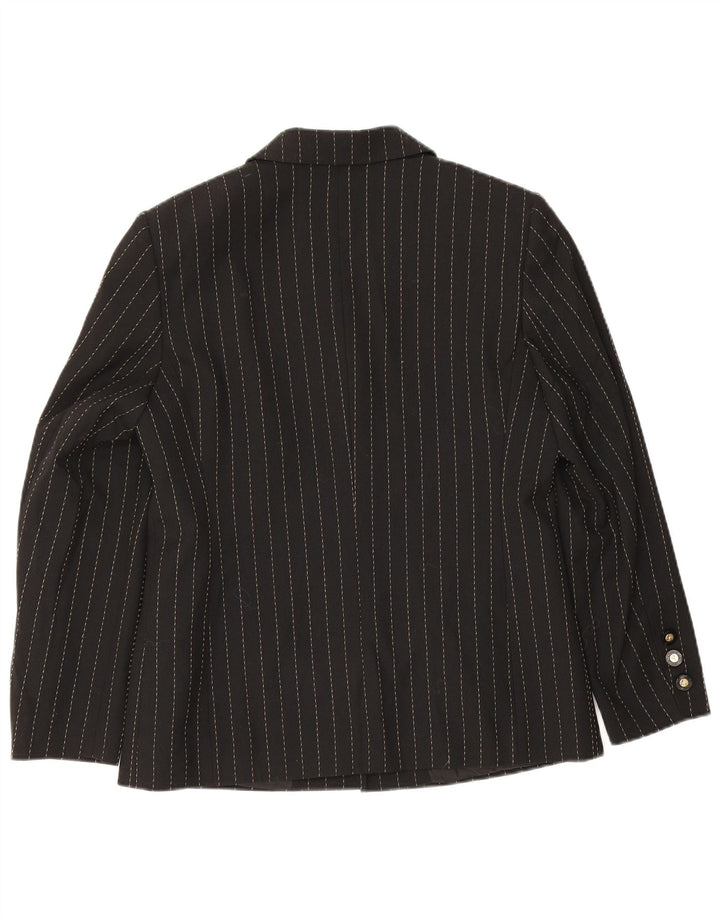Giacca blazer da donna a 4 bottoni Delmod UK 12 poliestere gessato medio nero