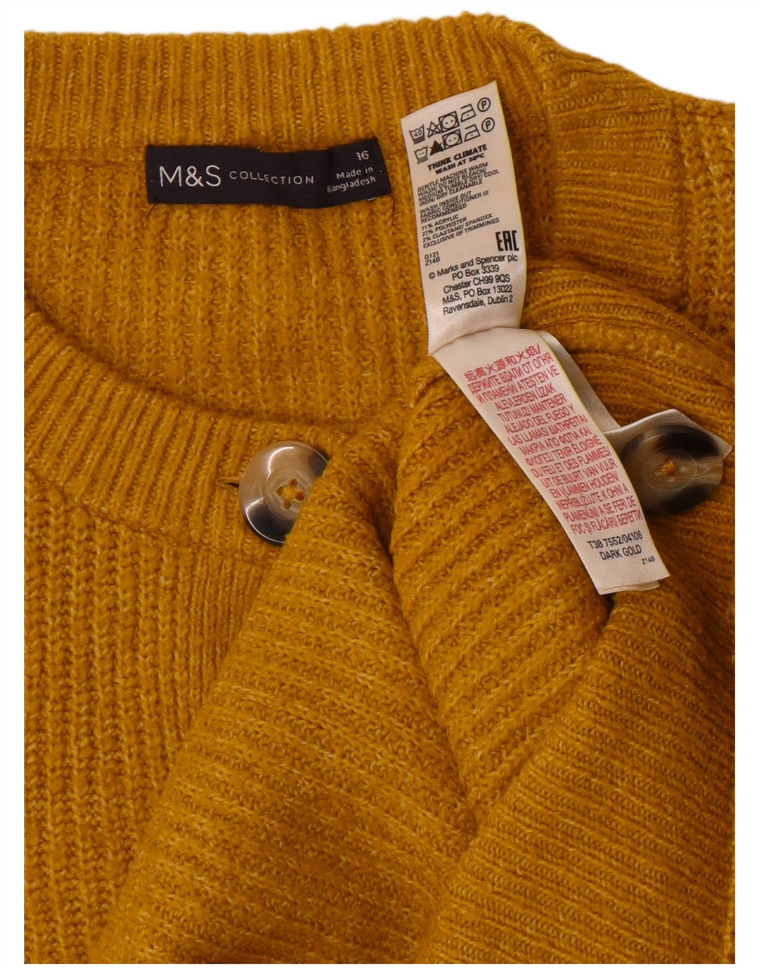 Maglione cardigan oversize da donna Marks & Spencer UK 16 grande giallo