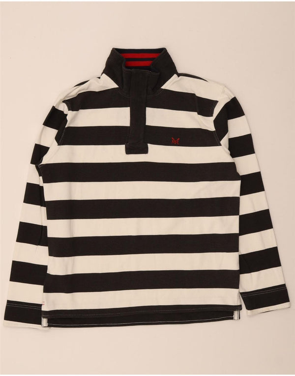 Crew Clothing Felpa da uomo con collo con zip, maglione, cotone a righe nere medie