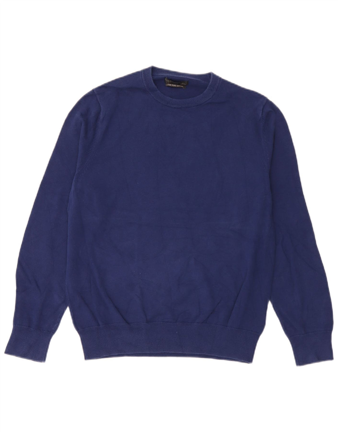 Maglione maglione girocollo da uomo Massimo Dutti in cotone blu medio