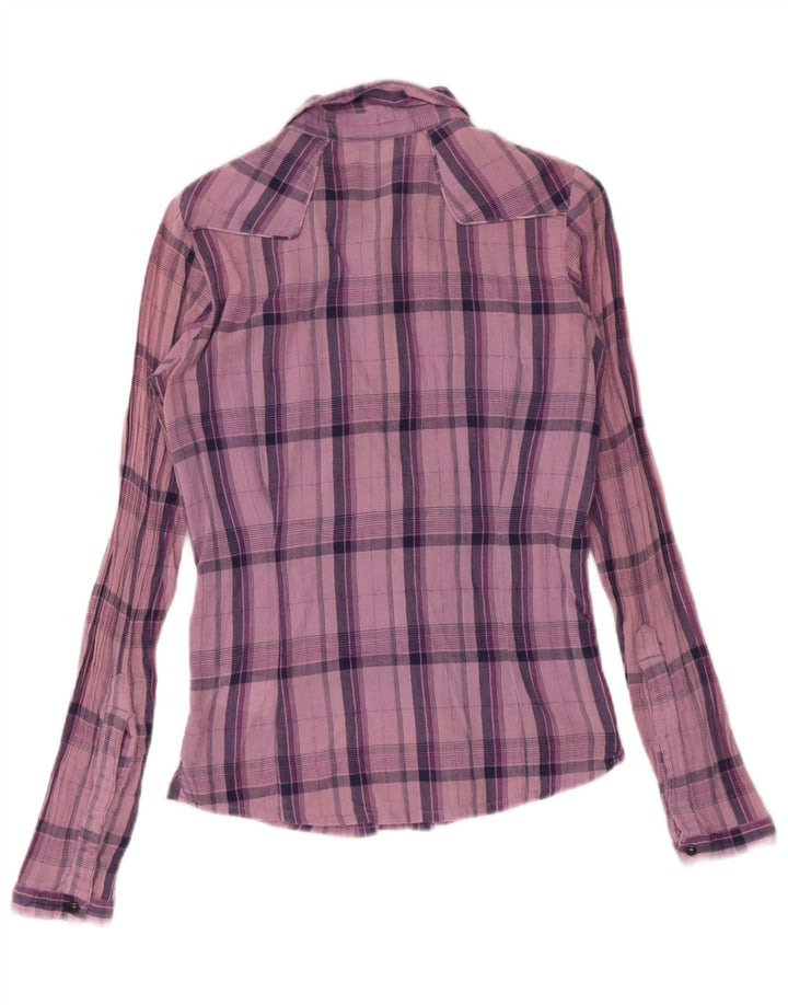 Camicia da donna Lee UK 10 piccolo cotone scozzese viola