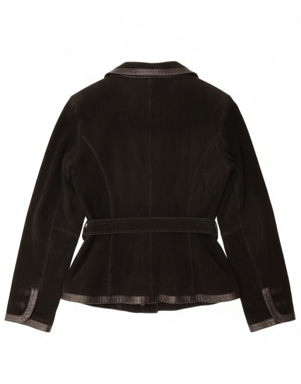 Giacca in pelle scamosciata da donna VINTAGE UK 12 pelle nera media