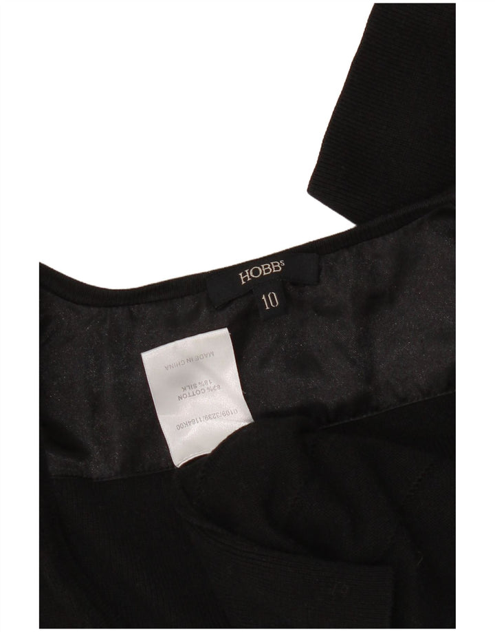Maglione cardigan con cravatta frontale da donna Hobbs UK 10 piccolo cotone nero