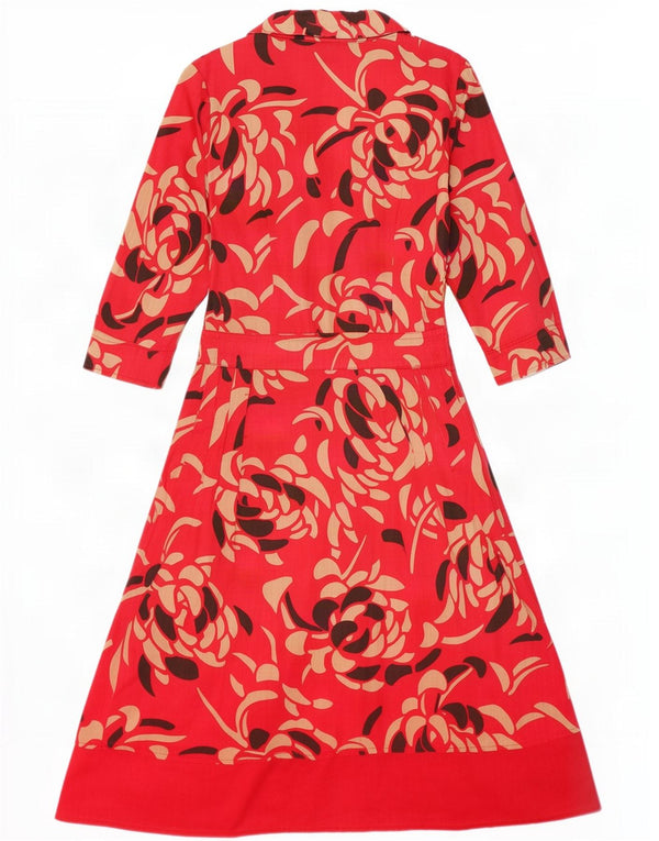 Abito avvolgente con maniche a 3/4 da donna Monsoon UK 8 Piccolo cotone floreale rosso
