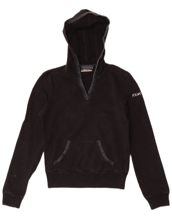 Maglione con cappuccio corto da donna Reebok UK 10 piccolo cotone nero