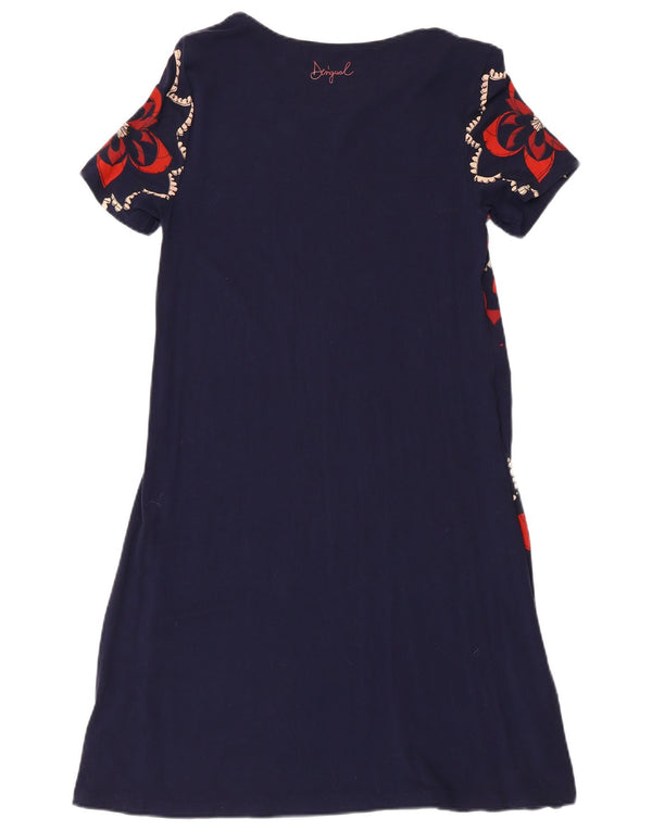 DESIGUAL Abito a trapezio da donna UK 8 Piccolo in viscosa floreale blu navy