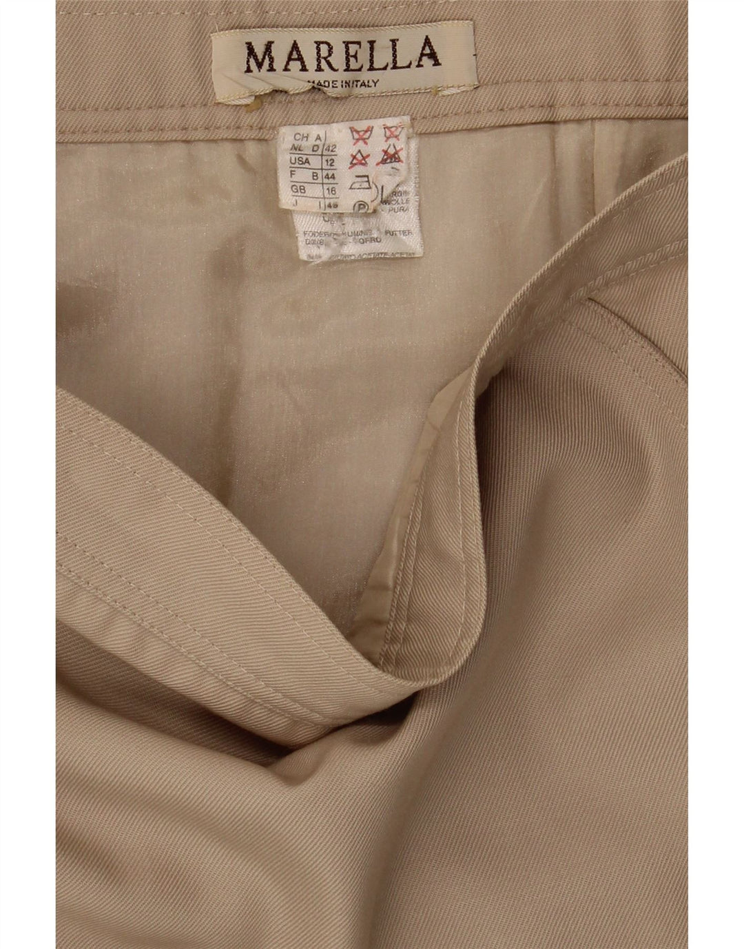 Gonna a tubino da donna Marella UK 16 Large W30 Beige Lana