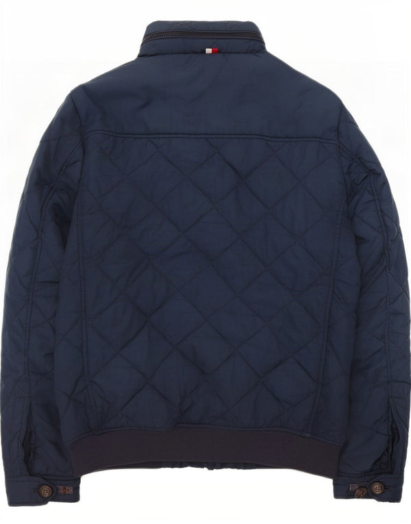 Giacca trapuntata con cappuccio da uomo Tommy Hilfiger UK 36 Small Poliestere blu navy