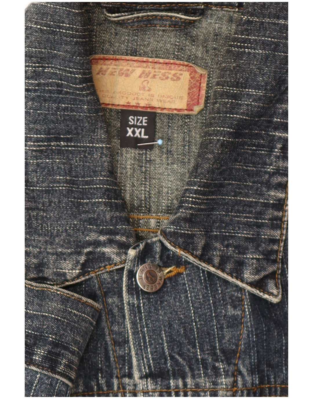 Giacca di jeans vintage da uomo UK 44 2XL Cotone blu navy