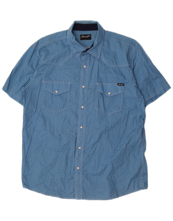 Camicia a maniche corte da uomo Wrangler grande cotone geometrico blu