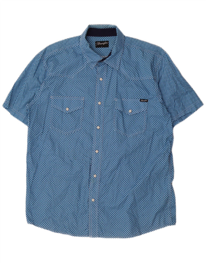 Camicia a maniche corte da uomo Wrangler grande cotone geometrico blu