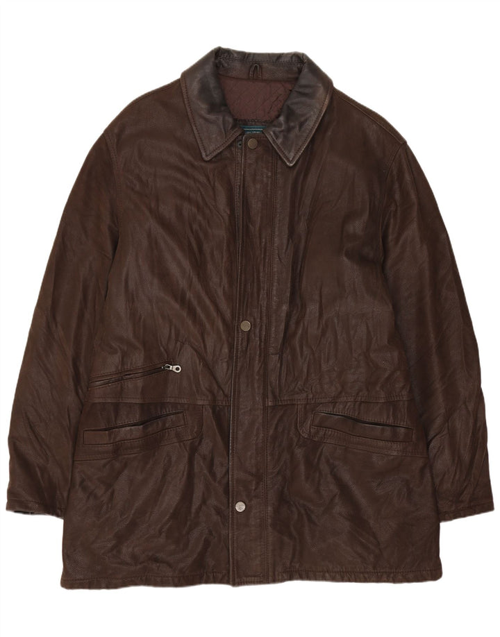 Giacca in Pelle Uomo VINTAGE IT 52 XL Pelle Marrone