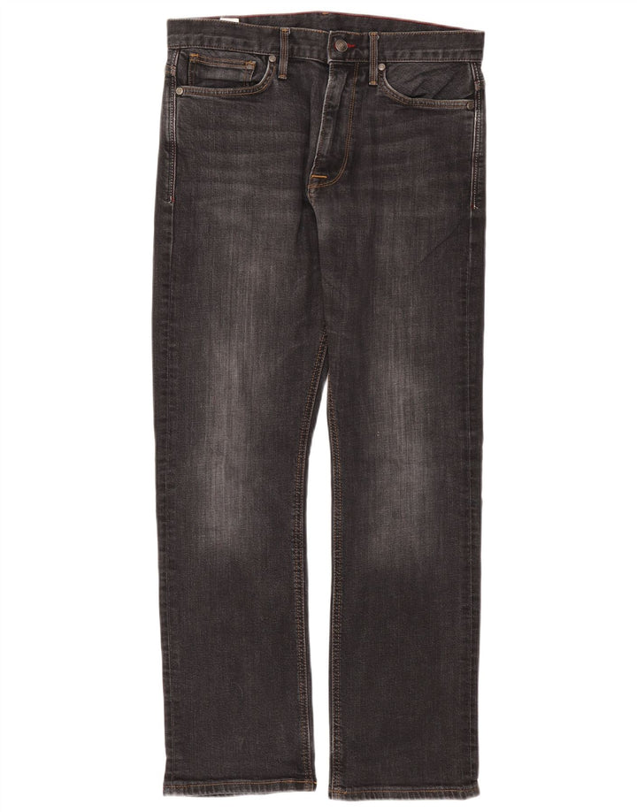 Jeans dritti da uomo Marks & Spencer blu Harbour W34 L31 cotone nero