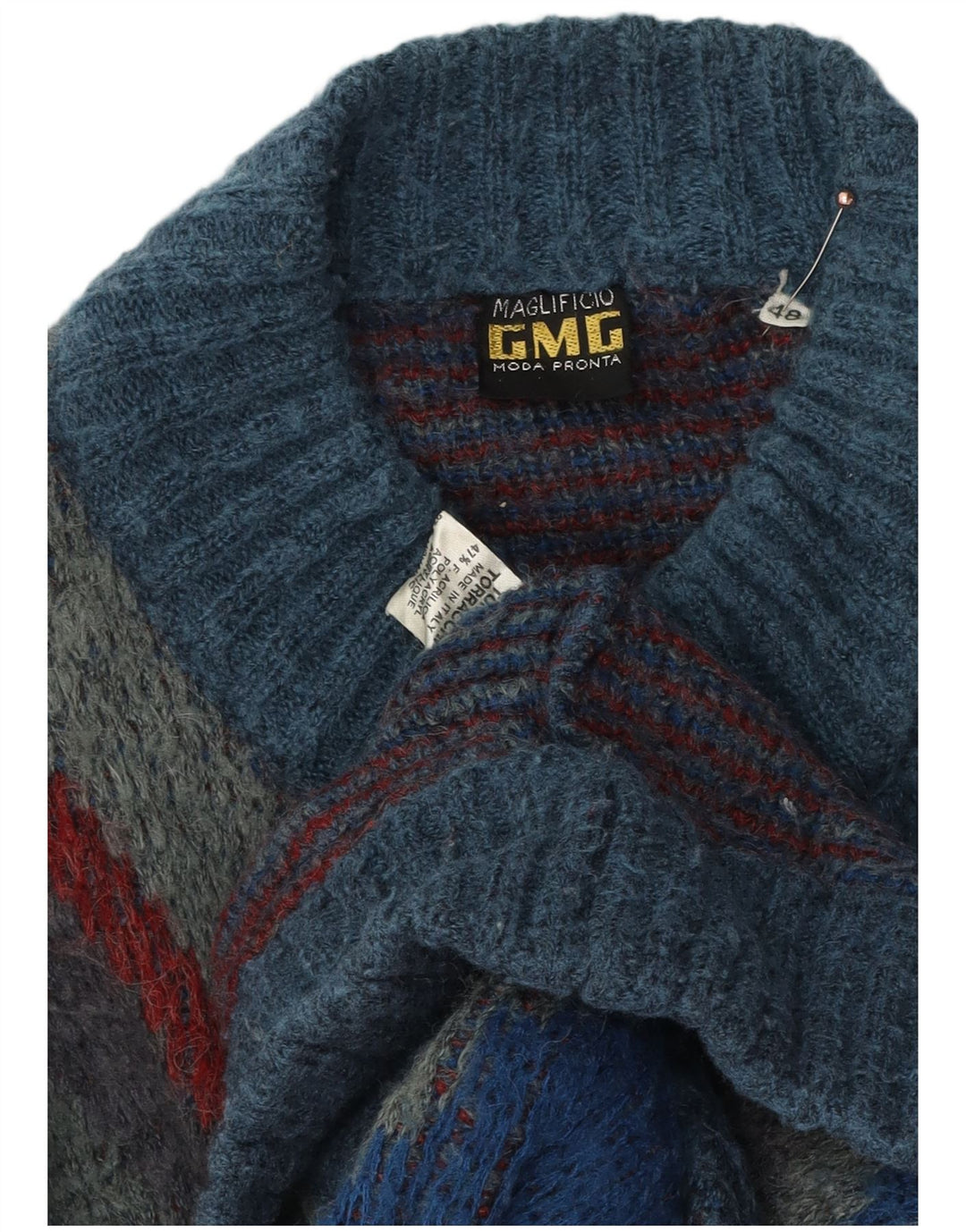 Maglione Cardigan Uomo Maglificio IT 48 Acrilico geometrico Blu Medio