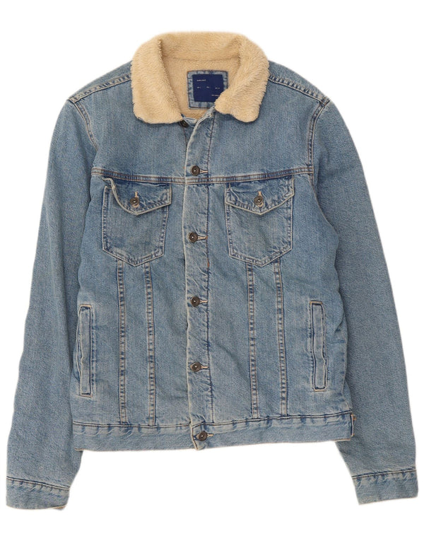 Giacca in denim Sherpa da uomo Zara UK 40 grande cotone blu