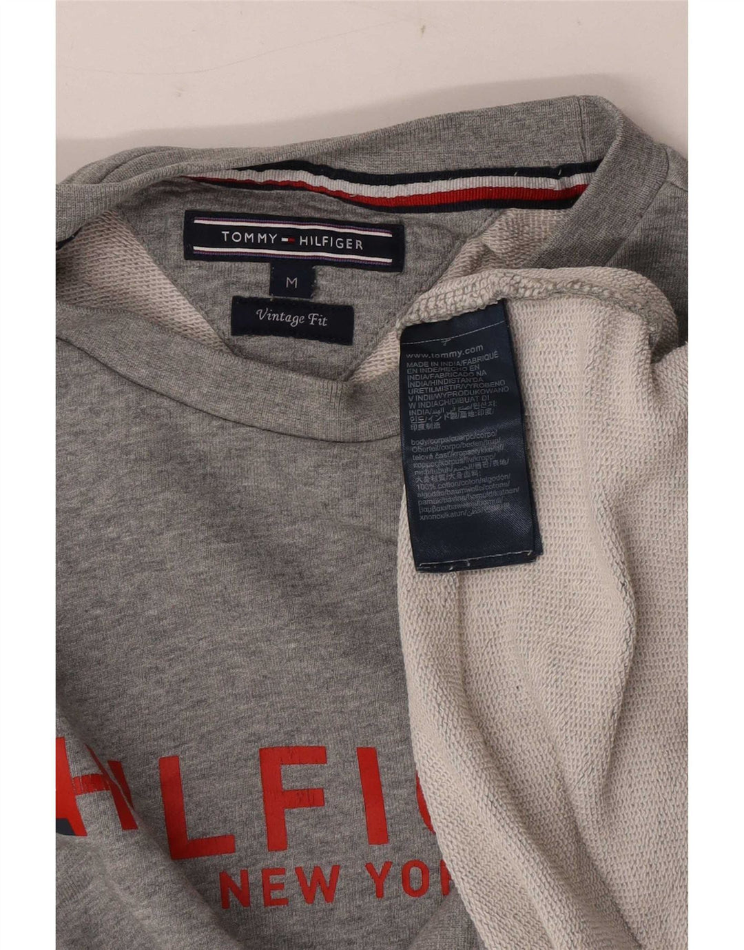 Tommy Hilfiger Uomo Vintage Fit Felpa Maglione Grigio Medio Flecked