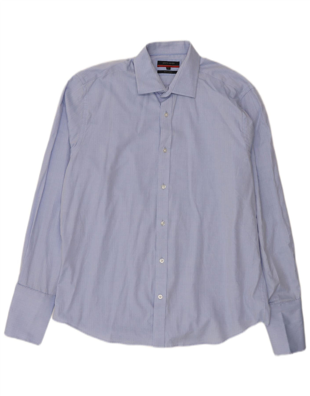 Camicia formale da uomo Pierre Cardin taglia 16 1/2 grande cotone blu a spina di pesce