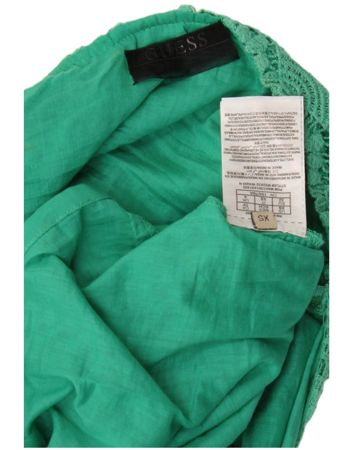GUESS Abito da donna con scollo all'americana in pizzo UK 4 XS Verde cotone
