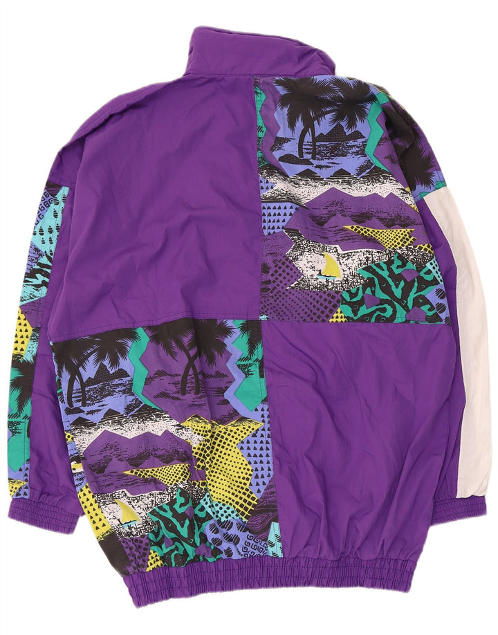 Tuta intera vintage da donna vestibilità ampia UK 16 grande patchwork viola