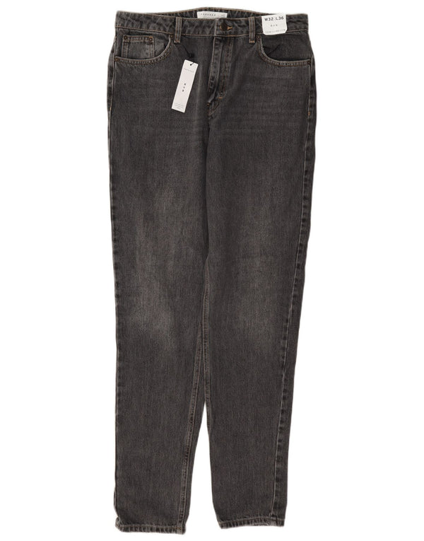 Jeans affusolati mamma da donna Topshop UK 14 grande W32 L36 cotone grigio