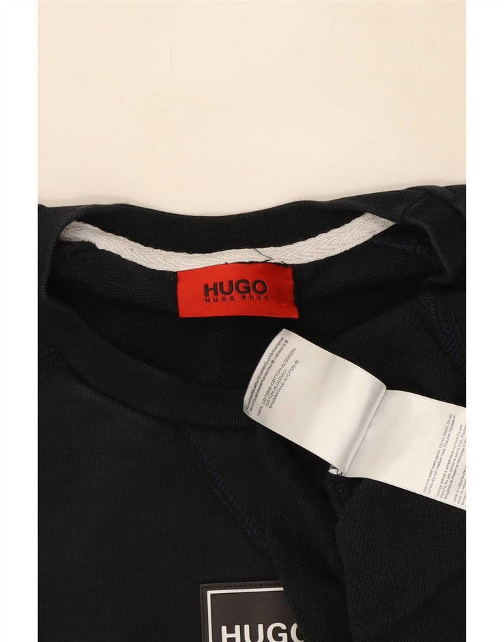 Felpa da uomo Hugo Boss Maglione grande in cotone blu navy
