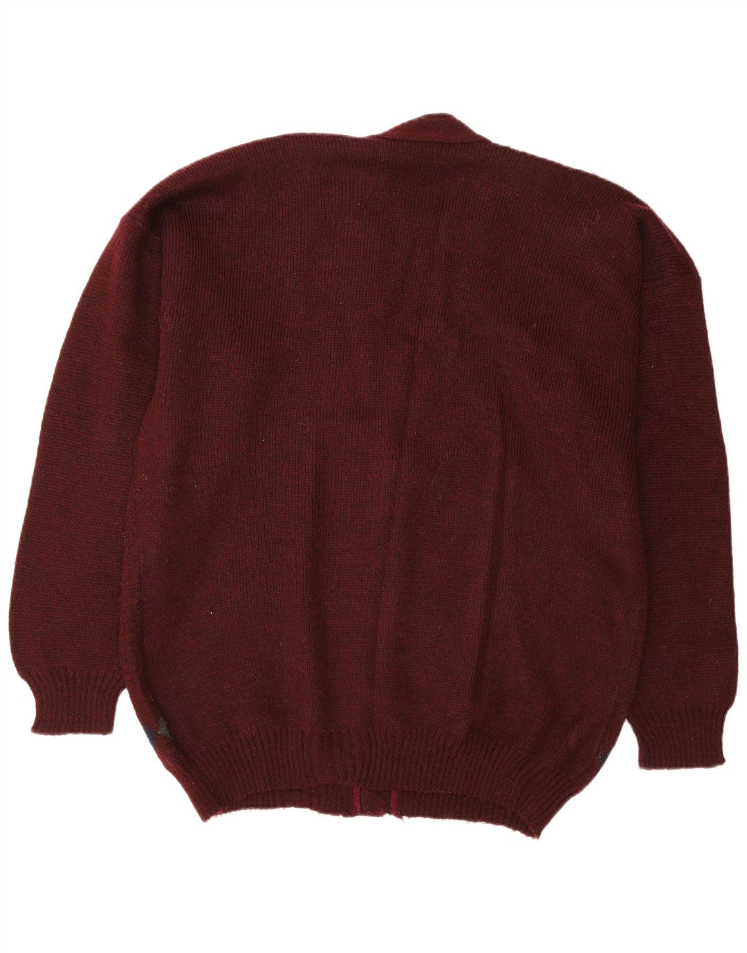 Maglione cardigan da uomo vintage XL bordeaux a rombi/diamante