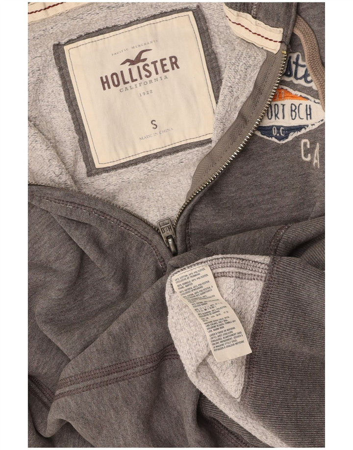 Maglione con cappuccio e zip grafica da donna HOLLISTER UK 10 piccolo cotone grigio