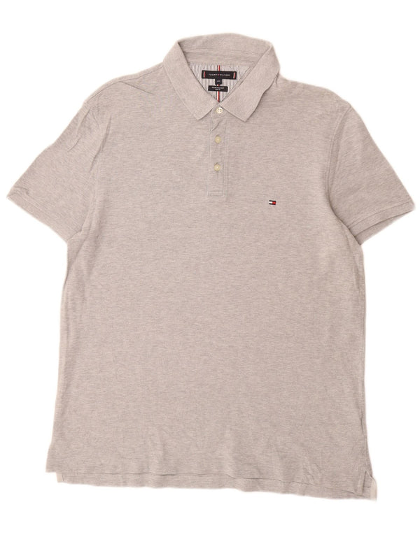 Polo slim fit da uomo Tommy Hilfiger 2XL cotone chiazzato grigio
