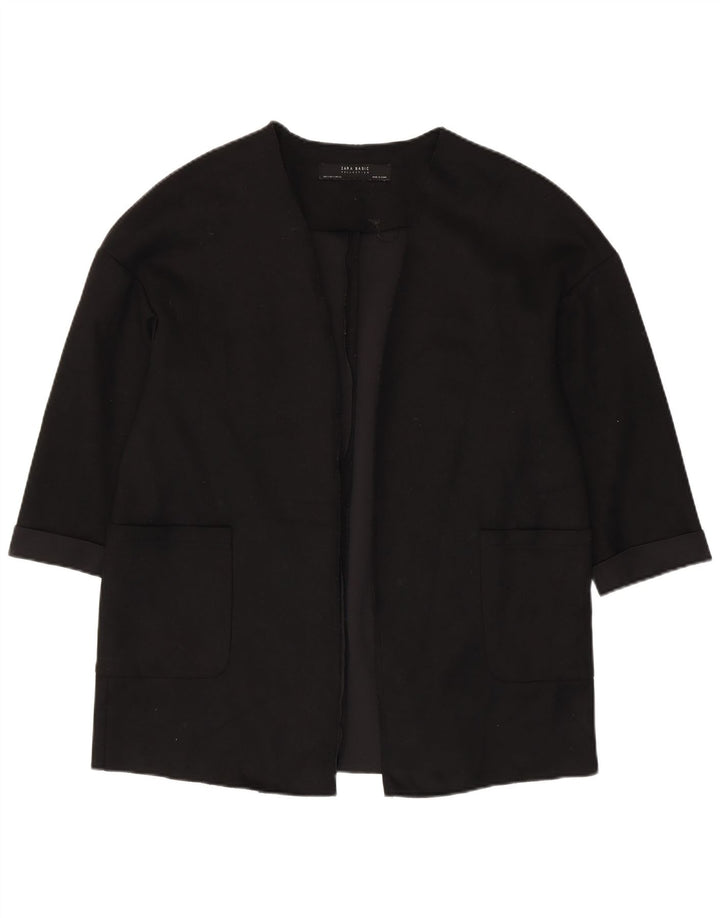 Giacca blazer aperta oversize con maniche a 3/4 ZARA da donna UK 10 piccola nera