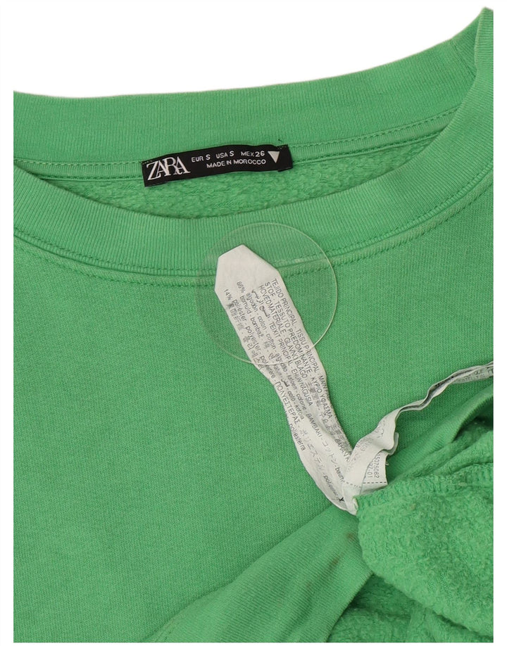 Felpa corta oversize da donna Zara, maglione UK 10 piccolo cotone verde