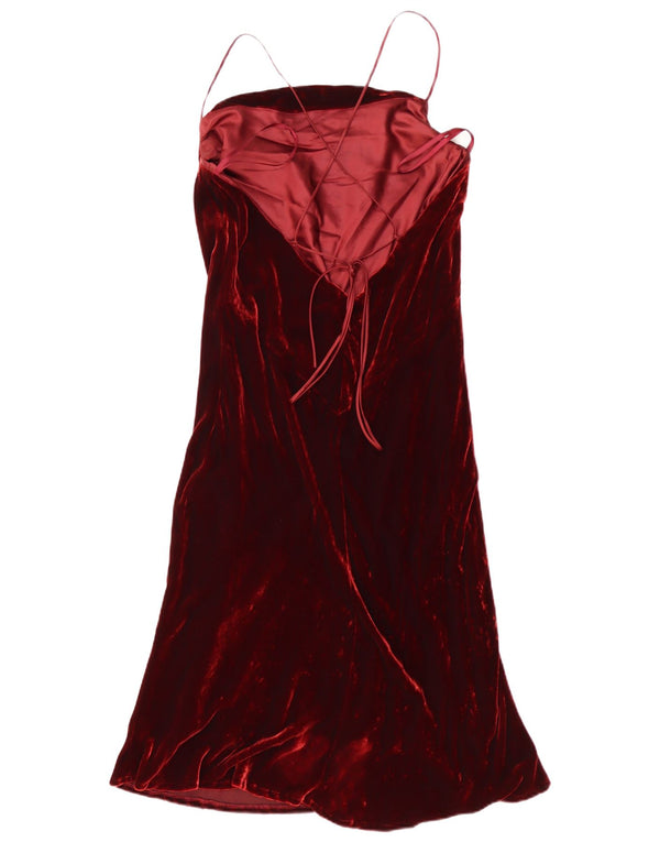 Abito lungo senza maniche in velluto da donna Monsoon UK 14 Grande viscosa bordeaux