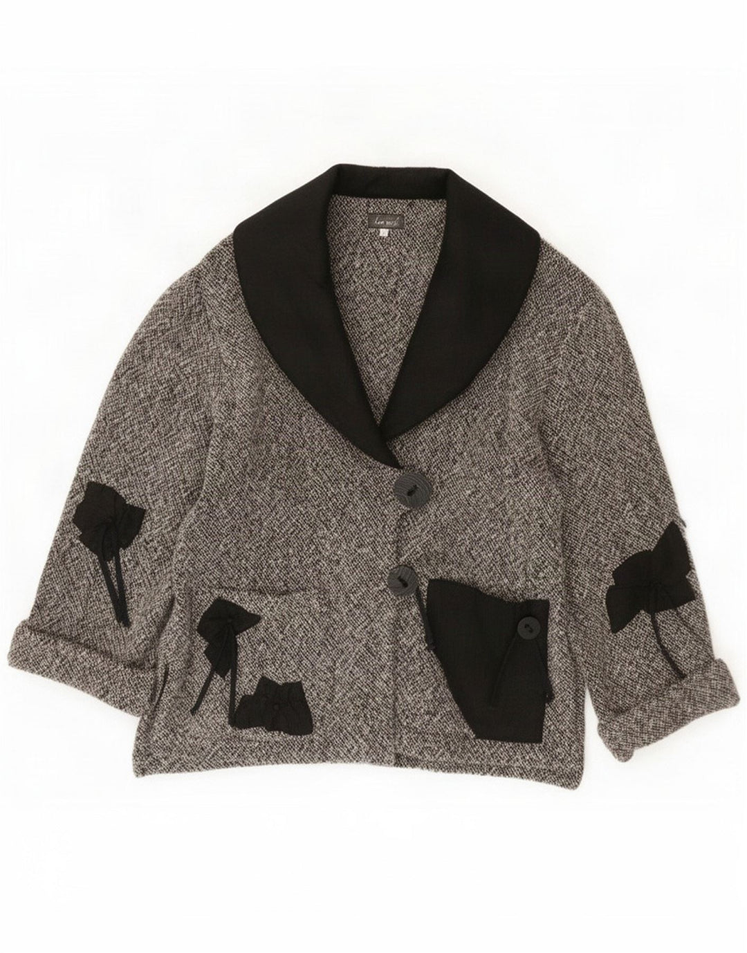 Giacca blazer vintage da donna a 2 bottoni UK 14 Lana color block grigio medio