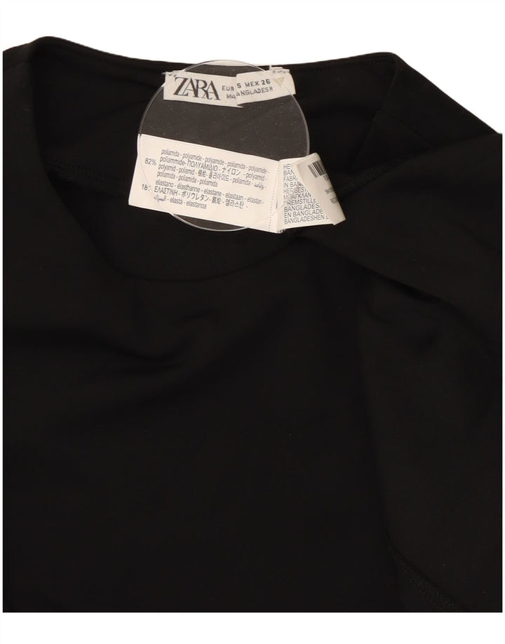 Abito lungo senza maniche ZARA da donna UK 10 piccolo nero in poliammide