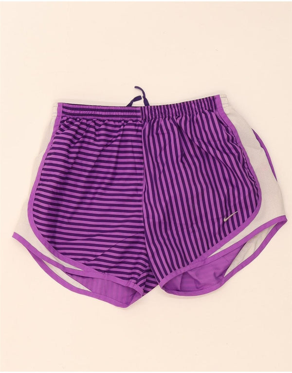 Pantaloncini sportivi Nike da donna Dri Fit UK 8 piccoli in poliestere a righe viola