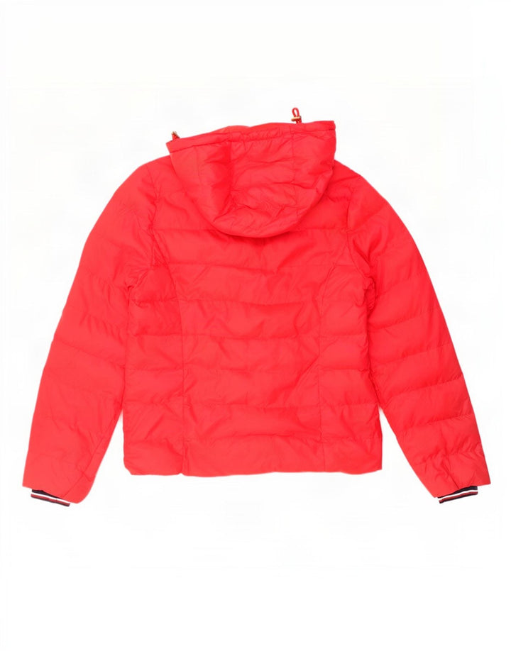 Giacca imbottita con cappuccio da donna Tommy Hilfiger UK 14 medio rosso poliammide