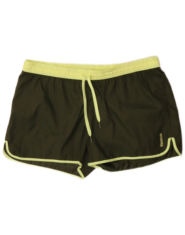 Pantaloncini sportivi Reebok da donna UK 16 Large Khaki Poliestere