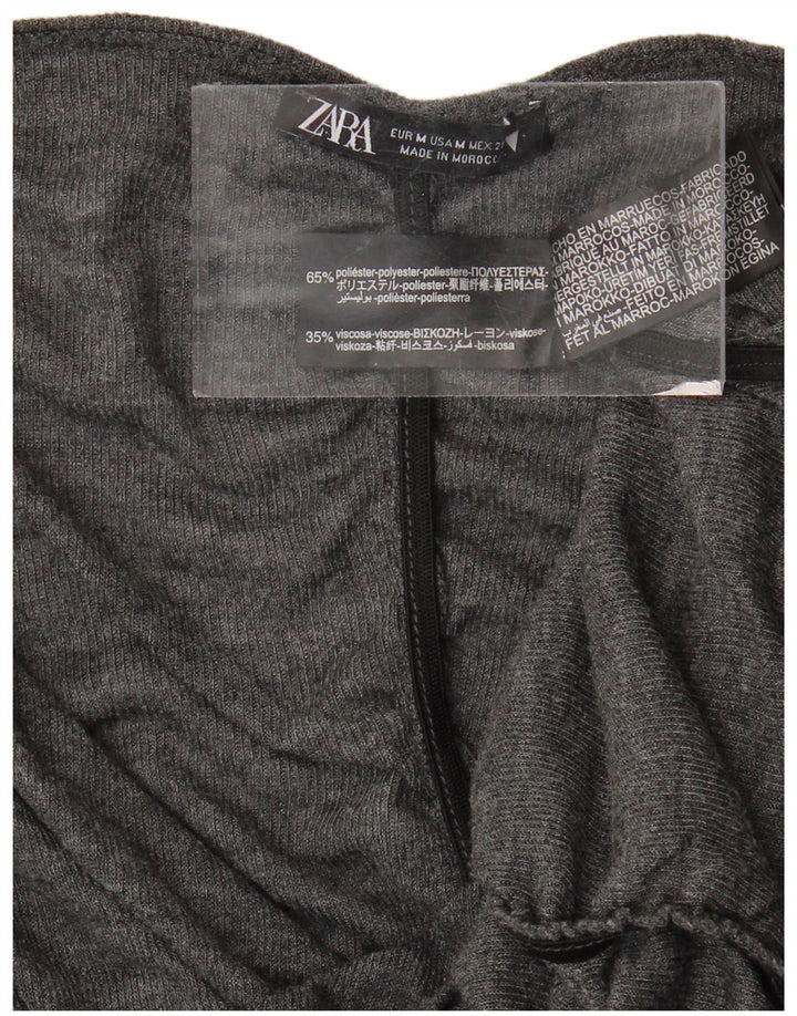 Top Camicetta Da Donna ZARA UK 12 Poliestere Grigio Medio