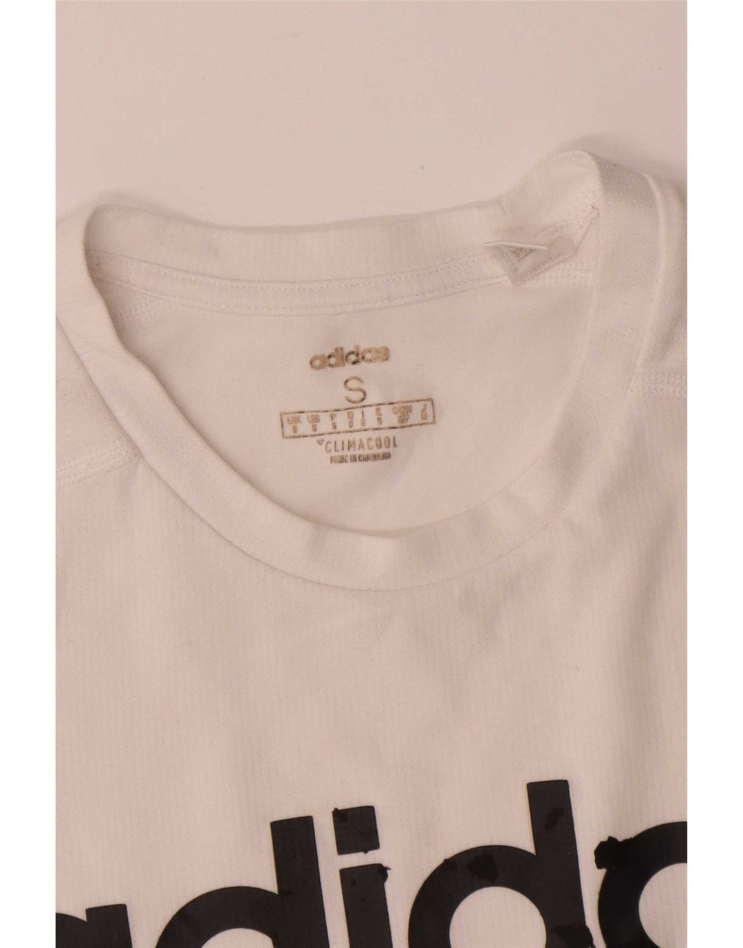 T-shirt grafica da uomo Adidas Climacool Top piccola in poliestere bianco