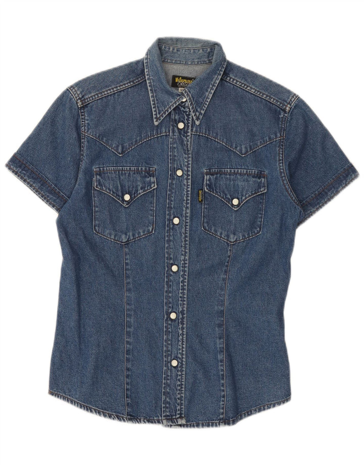 Camicia in denim a maniche corte da donna Vitamina UK 14 Blu medio