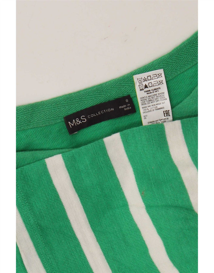 Marks & Spencer Top oversize da donna manica 3/4 UK 8 piccolo verde a righe