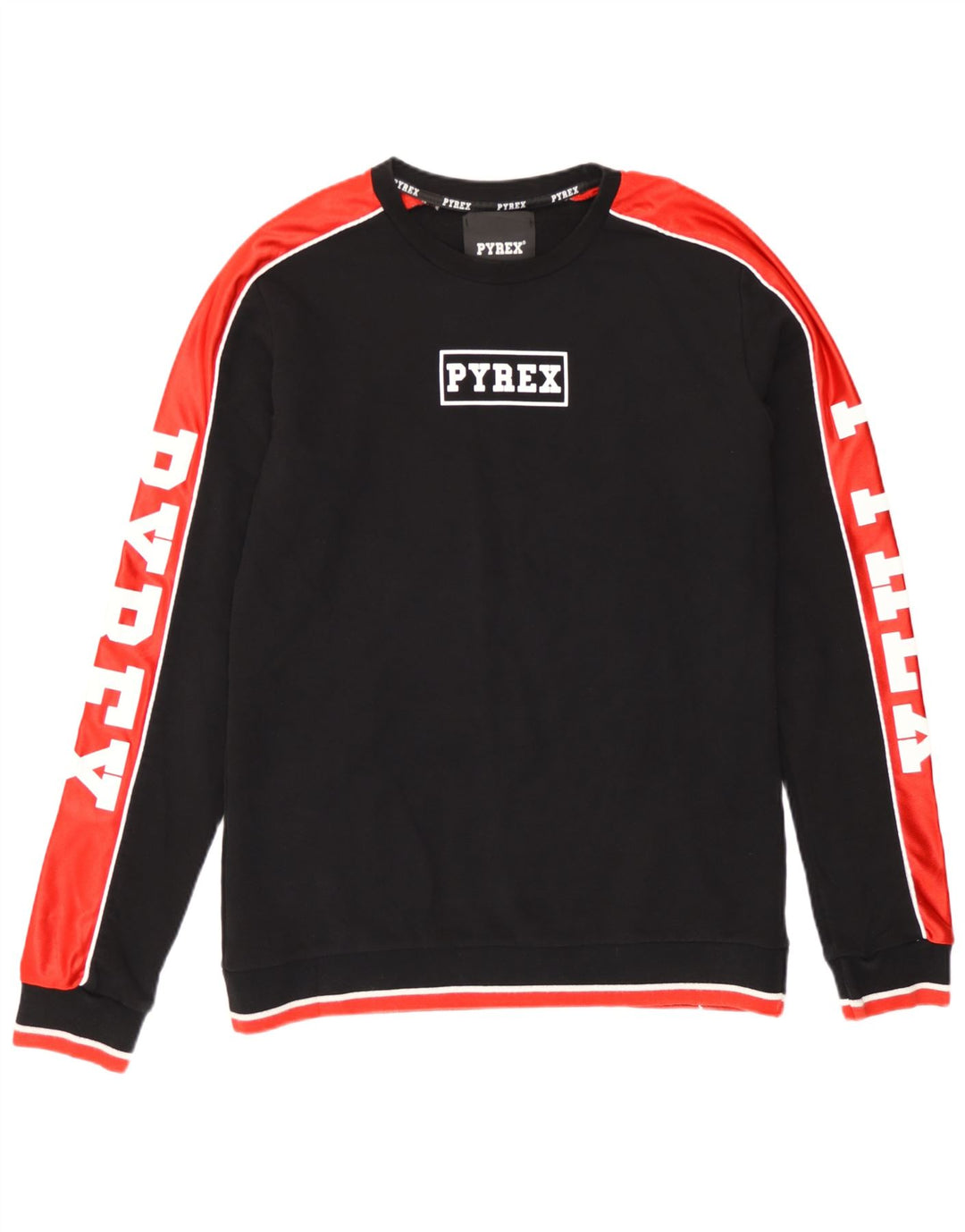 Pyrex Felpa grafica da uomo Maglione medio nero in cotone color block